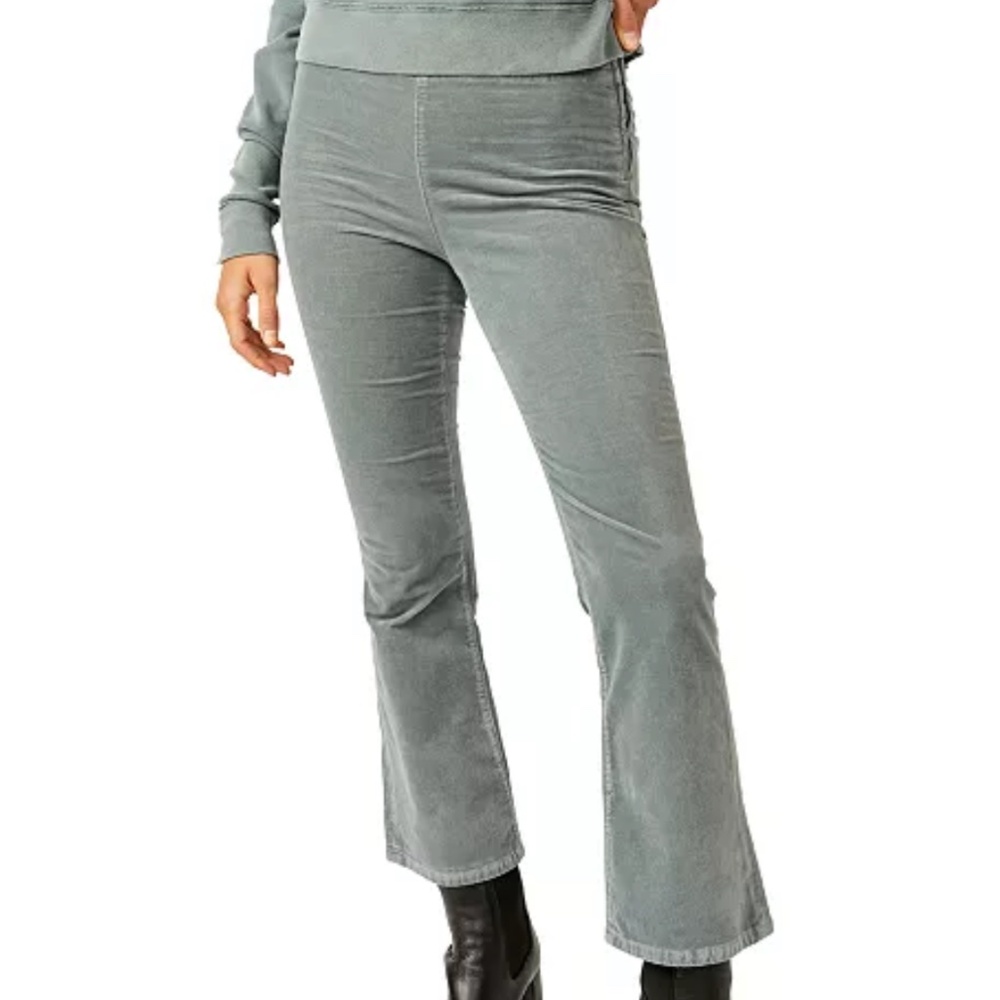 Free People Women's In My Feelings Velvet Crop Slim Flare Pants